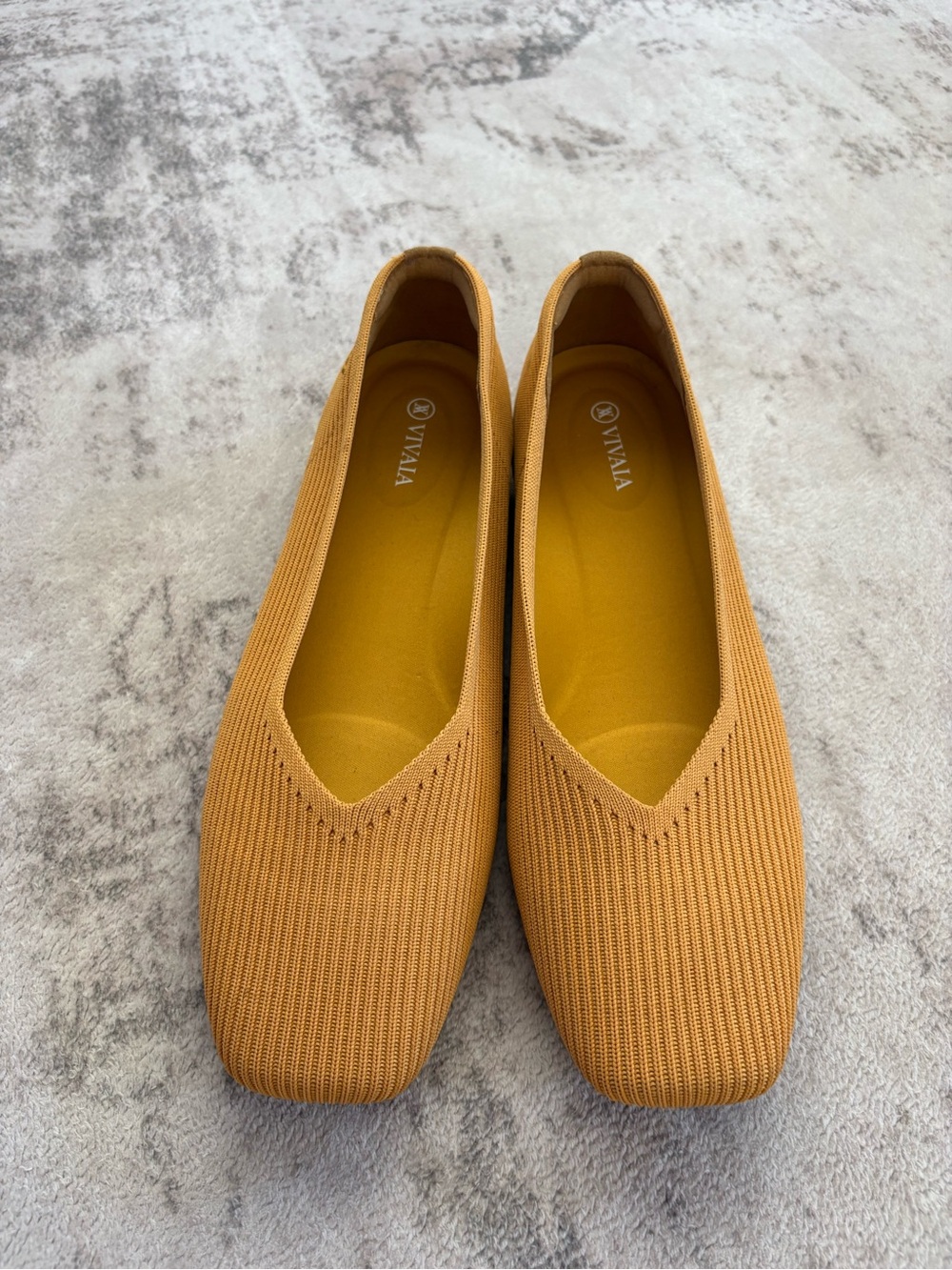 Vivaia Square-Toe V-Cut Flats Margot 2.0 Ginger Yellow Women Size 11 EU (43) - Picture 3 of 7